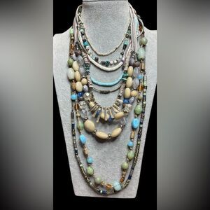 Set of 9 Gorgeous Handmade Boho Southwestern Tribal Statement Necklaces RARE Mix